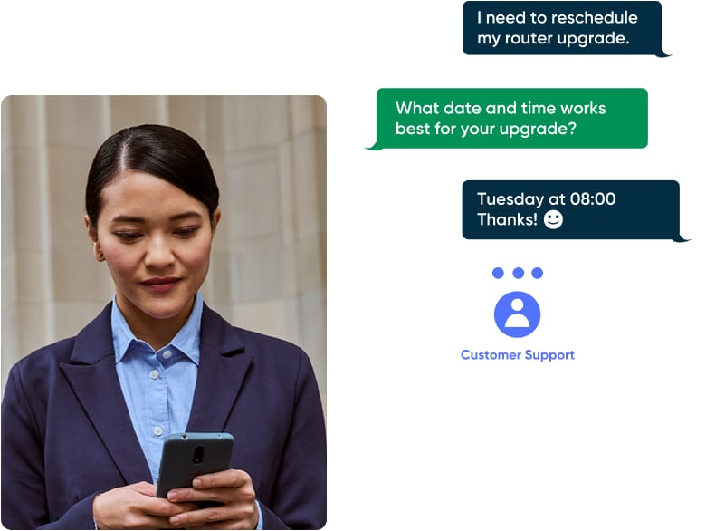 A mobile user gets quicker customer service thanks to human and AI agents.